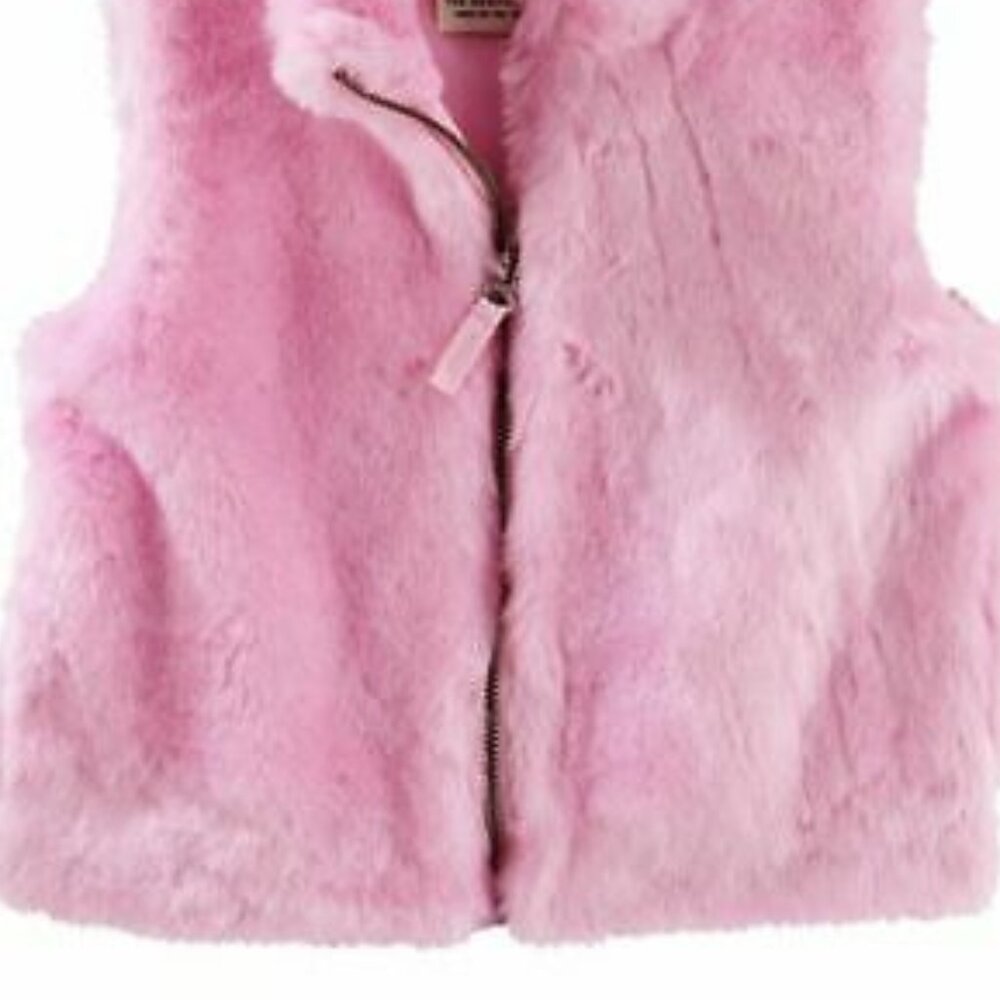 NWT Oshkosh B'gosh Girl's Faux Fur Vest High Neck Zip Up PINK/PURPLE Siz… - Picture 3 of 5